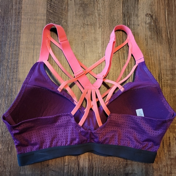 Victoria's Secret Purple Pink Criss Cross Strappy Sports Bra - Picture 2 of 6